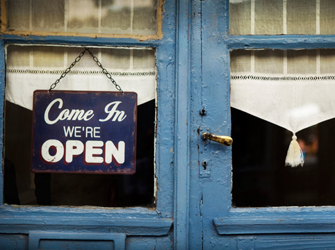 open sign on a cafe door